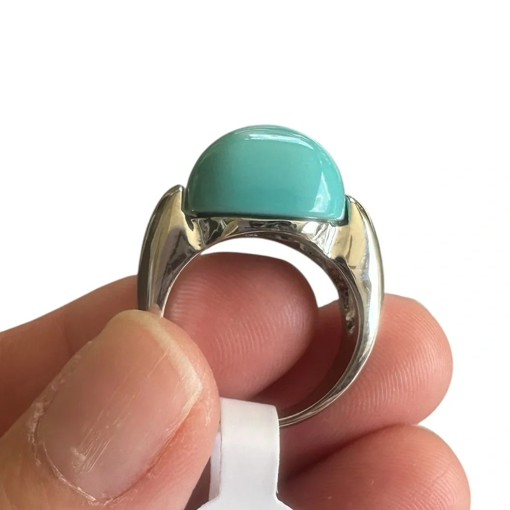 Chunky Turquoise and Silver Boho Ring
